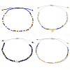4Pcs Adjustable Glass Seed Bead & Natural Lapis Lazuli Braided Bead Bracelets for Women MX1312-1-1