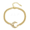 Brass Micro Pave Clear Cubic Zirconia Charm Bracelets BJEW-M050-01G-02-4