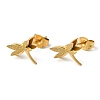 Ion Plating(IP) 304 Stainless Steel 3D Dragonfly Stud Earrings EJEW-M220-01G-1