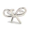 Rack Plating Brass Bowknot Open Cuff Rings for Women RJEW-F162-09P-2