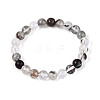 Natural Green Lodolite Quartz Round Beaded Stretch Bracelets for Men Women G-N349-10C-2