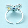 Colorful Cubic Zirconia Open Cuff Ring RJEW-P040-01A-S-4