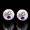 Autumn Theme Printed Natural Wood Beads WOOD-S057-090-2