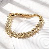 V Shape Brass Micro Pave Clear Cubic Zirconia Link Chain Bracelets BJEW-C130-04G-3