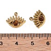 Ion Plating(IP) 304 Stainless Steel Pave Natural Tiger Eye Eye Charms STAS-U014-06A-01-3