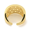 Rack Plating Three Row Brass Micro Pave Cubic Zirconia Open Cuff Ring RJEW-C082-03G-3