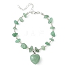4Pcs 4 Style Natural Mixed Gemstone Heart Charm Bracelets Set with Chips Beaded Chains BJEW-TA00295-2