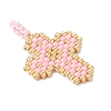 2Pcs 2 Styles Glass Seed Beaded Pendants PALLOY-MZ00883-05-4
