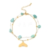 Summer Beach Nuggets Natural Amazonite & Imitation Pearl Multi-Strand Anklets BJEW-P326-06B-G-2