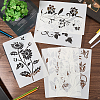 6Pcs 6 Styles Flower Theme PET Plastic Hollow Out Drawing Painting Stencils Templates DIY-WH20009-46-4