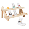  1Set Rectangle Shape Pine Wooden 2 Tier Stair Style Earring Display Stand DIY-NB0008-57-1