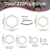 SUPERFINDINGS 220Pcs 6 Style Unfinished Wood Linking Rings WOOD-FH0002-18-2