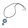 3D Hexagon Seed Beads & Star Glass Pendant Necklaces NJEW-MZ00063-4