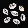 Electroplated Natural Cowrie Shell Pendants X-SSHEL-T017-36-1