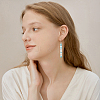 8 Pairs 8 Colors Round Spray Printed Alloy Dangle Earrings EJEW-HS0001-42-5
