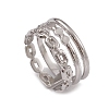 304 Stainless Steel Triple Line Cuff Rings for Women RJEW-G285-15P-1