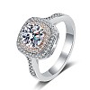 Rhodium Plated 925 Sterling Silver Micro Pave 6.5mm Cubic Zirconia Finger Rings for Women WGCD3AD-02-5