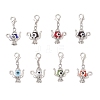 Teapot Handmade Evil Eye Lampwork & Tibetan Style Alloy Pendant Decorations HJEW-JM03543-02-2