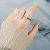 Adjustable Brass Pave Cubic Zirconia Enamel Rotating Finger Rings for Women FS-WGAC909-02-3