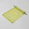 Thank You Flower Printed Organza Drawstring Bags OP-WH0018-01B-02-2