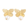 Rack Plating Brass ABS Pearl Earrings EJEW-S219-05G-1