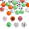 12Pcs 6 Style Basketball/Soccer/Tennis/Baseball/Rugby/Volleyball Silicone Beads JX308A-01-1