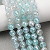 Electroplated Natural Agate Beads Strands G-B191-A07-6mm-14-1