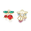 Rack Plating Alloy Rhinestone Pendants X-PALLOY-S139-017-3