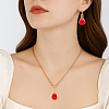 3 Colors Rhinestone Teardrop Dangle Stud Earrings & Pendant Necklace SJEW-HY0001-23-5