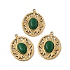 304 Stainless Steel Pave Dyed Natural Malaysia Jade Pendants STAS-P380-22G-02-1