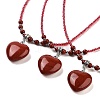 Natural & Synthetic Mixed Gemstone Heart Pendant Necklaces NJEW-G143-02-2