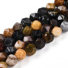 Natural Petrified Wood Beads Strands G-T139-8mm-52-2