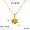304 Stainless Steel Micro Pave Clear Cubic Zirconia Leaf Pendant Necklaces for Women WG3161A-01-1