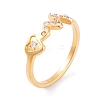 304 Stainless Steel with Rhinestone Heartbeat Finger Ring for Women RJEW-C086-16-G-1