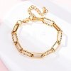 304 Stainless Steel Paperclip Chain Bracelets for Women BJEW-Z128-01G-03-2