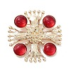 Flat Round with Cross Alloy Acrylic Brooch JEWB-C029-16B-1