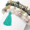 4Pcs 4 Style Natural & Synthetic Mixed Gemstone & Pearl Stretch Bracelets Set BJEW-JB08887-6