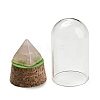 Natural Rose Quartz Pyramid Display Decoration with Glass Dome Cloche Cover DJEW-B009-01D-2