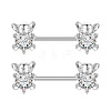 304 Stainless Steel Clear Cubic Zirconia Nipple Barbells WG1DC98-04-1