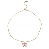Butterfly Light Gold Brass Micro Pave Cubic Zirconia Pendant Necklaces NJEW-E105-05KCG-02-2