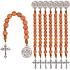 8Pcs Natural Wood Beehive Shaped Beads with Alloy Pendant Display Decorations HJEW-FH00273-1