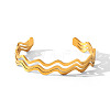 304 Stainless Steel Wavy 3-Line Cuff Bangles for Women WGF7EC5-01-5