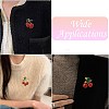 6Pcs 6 Styles 3D Resin Cherry Brooch Pin with Rhinestone JEWB-CJ0001-32-7