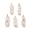 5Pcs 5 Styles Natural Quartz Crystal Copper Wire Wrapped Pendants PALLOY-JF02534-S-1