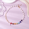 Brass Lucky & Chakra Stone Beaded Necklaces NJEW-JN05174-1