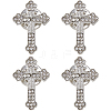 4Pcs Floral Cross Zinc Alloy Rhinestone Lapel Pin Backs for Backpack Clothes JEWB-FH0002-32P-1
