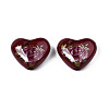 Flower Printed Opaque Acrylic Heart Beads SACR-S305-28-L03-2