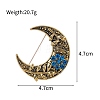 Moon Zinc Alloy Rhinestone Brooches PW-WGA4F50-01-2