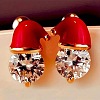 Zinc Alloy Enamel Santa Hat Stud Earrings FS-WGF8A0B-01-2