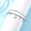 304 Stainless Steel Paperclip & Figaro Chain Bracelets for Women BJEW-JB12445-04-3